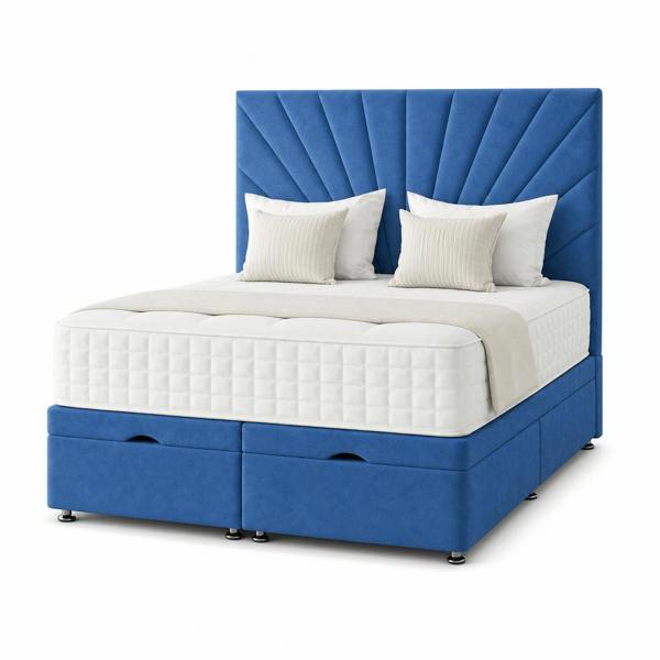 Great British Beds Sunrise Divan Ottoman Bed - Blue Plush