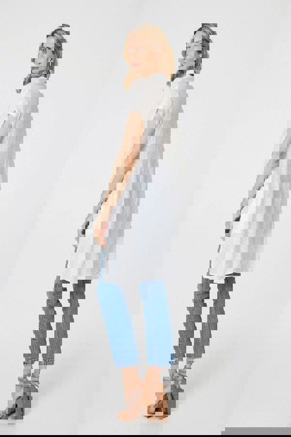 White | High Low Longline Button-Up Shirt