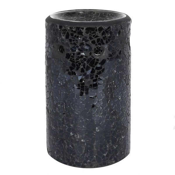 Serano Black Crackle Glass Pillar Oil Burner and Wax Warmer