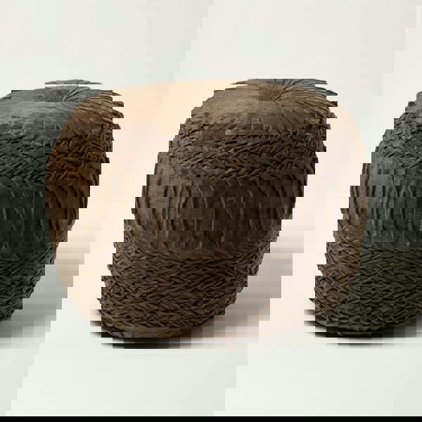 HOMESCAPES Sofia Pleated Velvet Pouffe