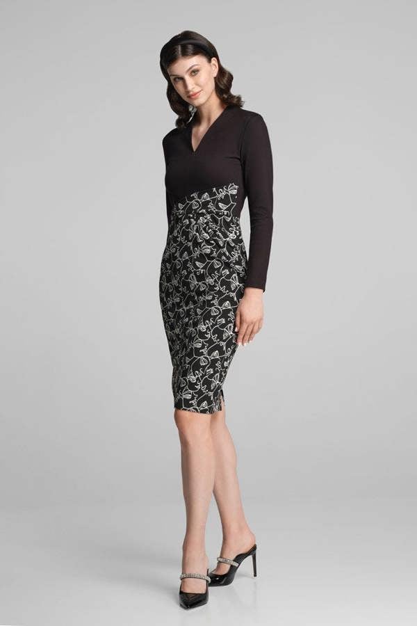 Rumour London Michelle tailored dress with contrasting contour jacquard skirt
