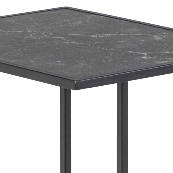 Wyld Haus Holbaeck Black Marble Effect Side Sofa Table