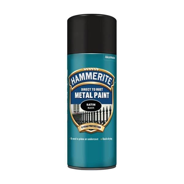 Hammerite 6X Hammerite Satin Black Spray Paint 400ml