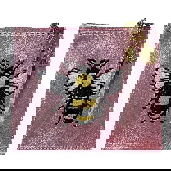 Fores Collection Metallic Embroidered Bee Coin, Card & ID Window Purse