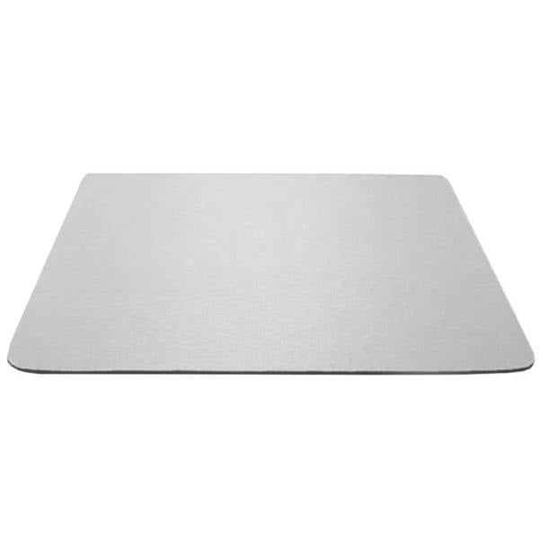 Gray rectangular mouse pad with rounded corners and smooth surface.