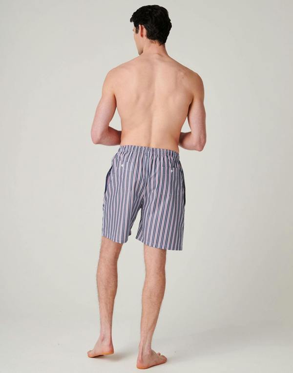 British Boxers Men's Crisp Cotton Sleep Shorts – Red Pop Stripe
