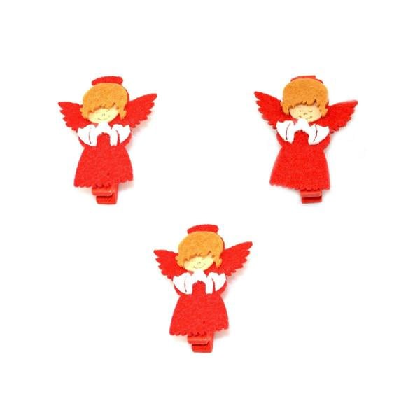 5cm Wooden Mini Christmas Peg Clips, Red Decorative Set of 3 for Photos, Notes and Crafts image 1