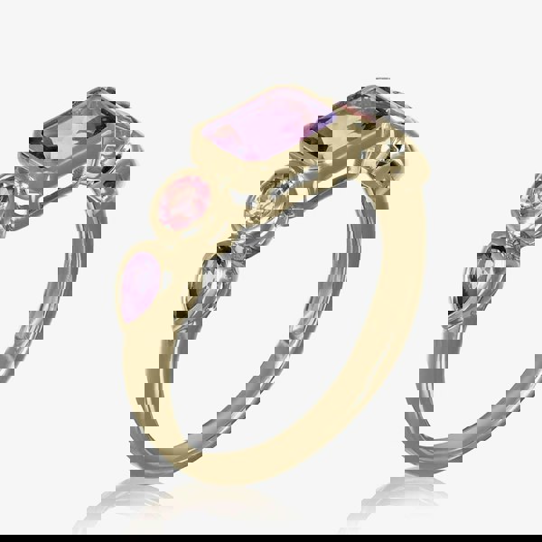 T. H. Baker 9ct Yellow Gold Amethyst & Pink Tourmaline Dress Ring DOM338