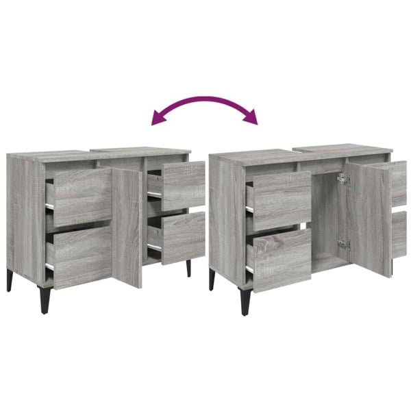 Berkfield Sink Cabinet Grey Sonoma 80x33x60 cm Engineered Wood