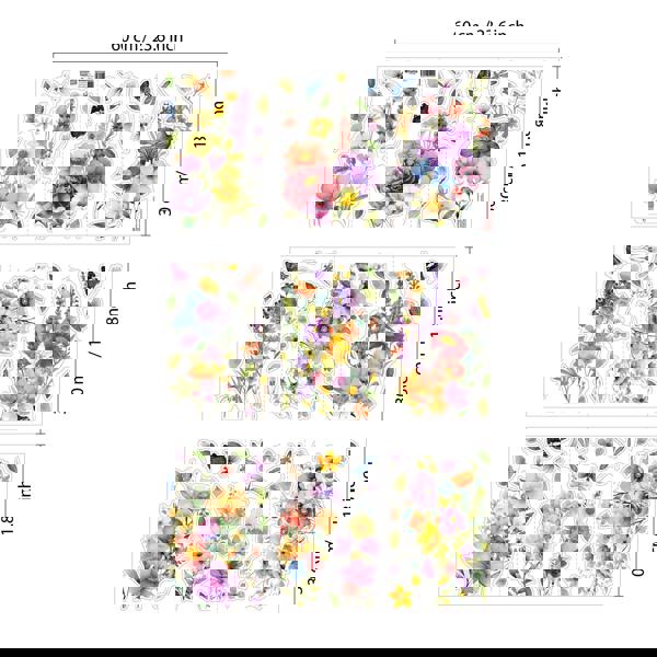 WALPLUS WSW6018 - Colourful Flowers with Dragonflies and Butterflies Window Clings