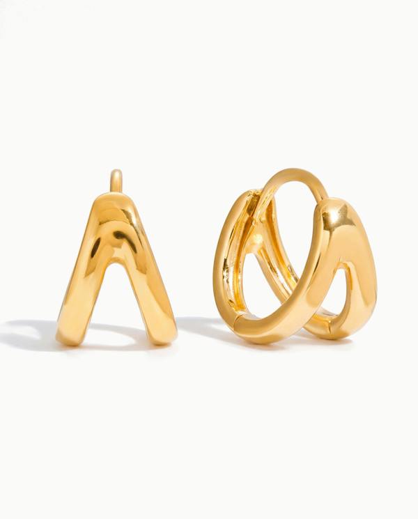 Elk & Bloom 14k Gold Double Wave Huggie Hoops