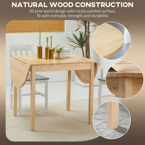 Wyld Haus Fico Solid Wood Natural Drop Leaf Dining Table Seating 4 To 6