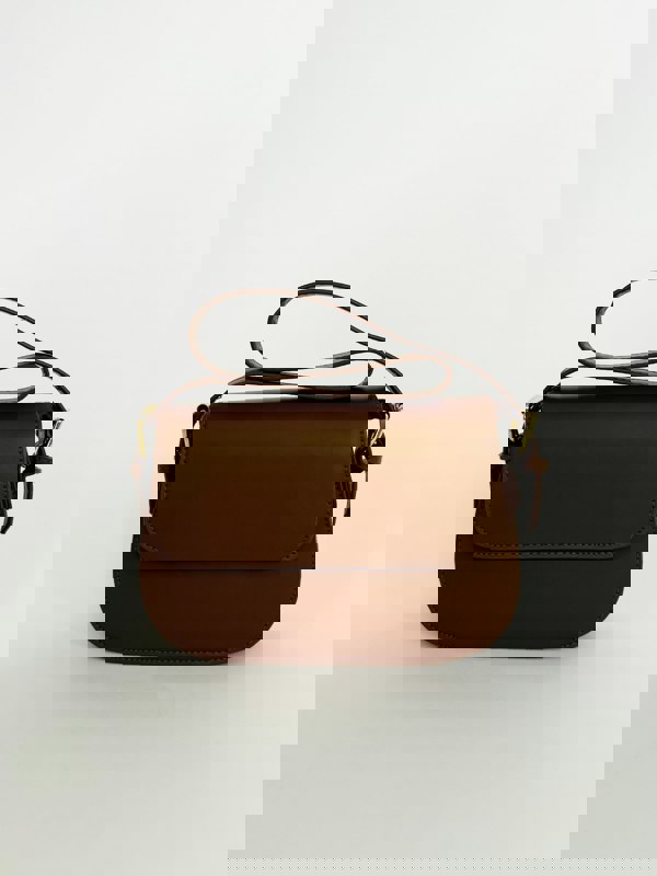 SVNX Rounded Cross Body Bag in Brown