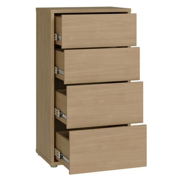 Alice Springs Tall 4 Drawer Chest with Push-to-Open Drawers in Elegancia Oak