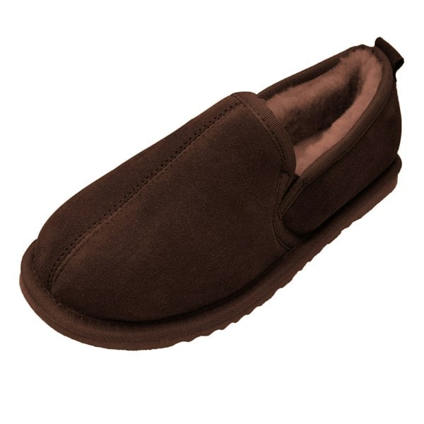 Eastern Counties Leather Mens Sheepskin Lined Hard Sole Slippers - Chocolate