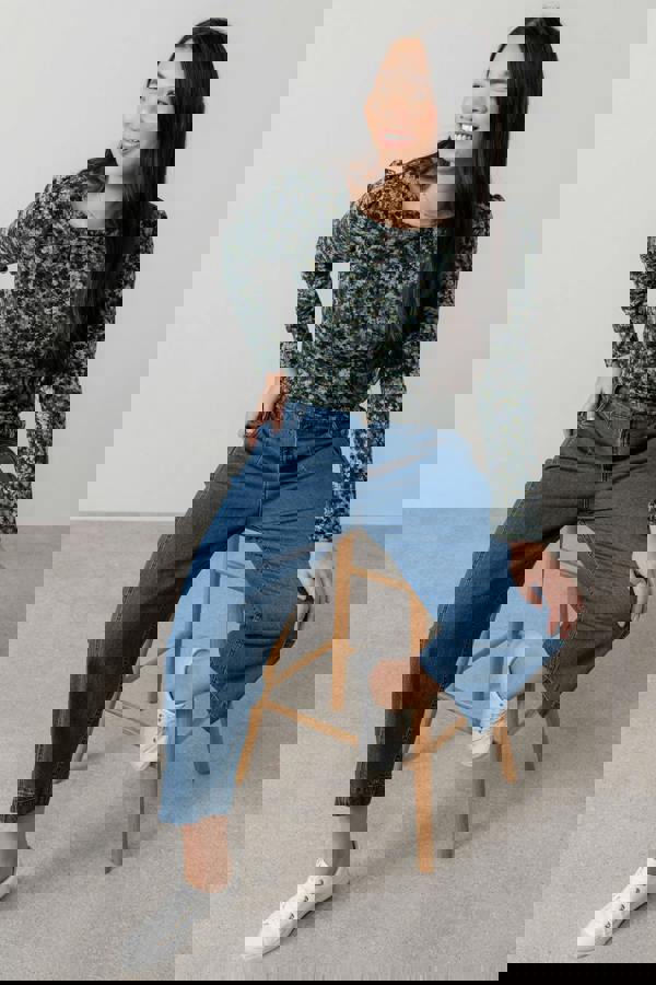 Abigail Brushed Knit Top Green | Lily and Me Clothing