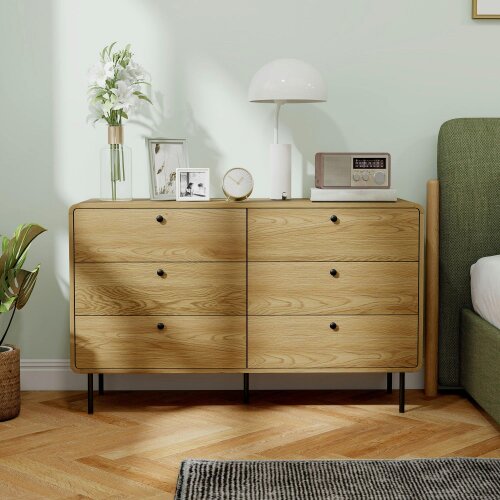 Wyld Haus Naniba Wood Oak Finish 6 Drawer Storage Chest