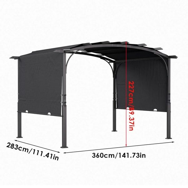 Exquisite Summer Dark Grey Curved Outdoor Gazebo Living and Home