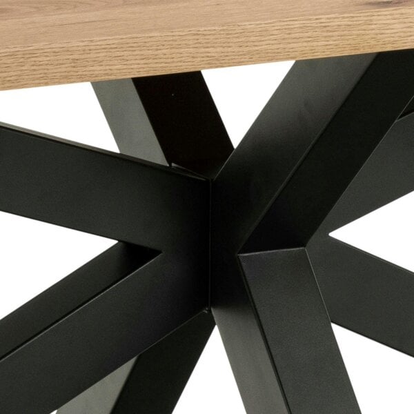 Wyld Haus Perth 220cm Natural Oak Veneer Rectangular Dining Table Industrial Black Metal Legs