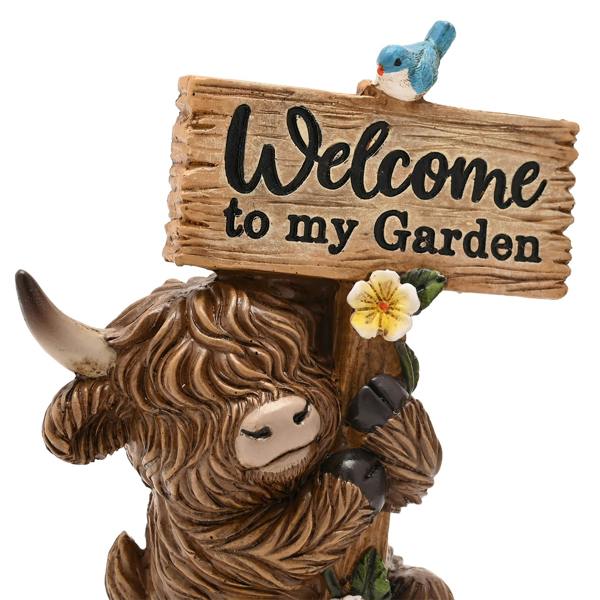 Country Living Set of 3 Highland Cows With Garden Signs