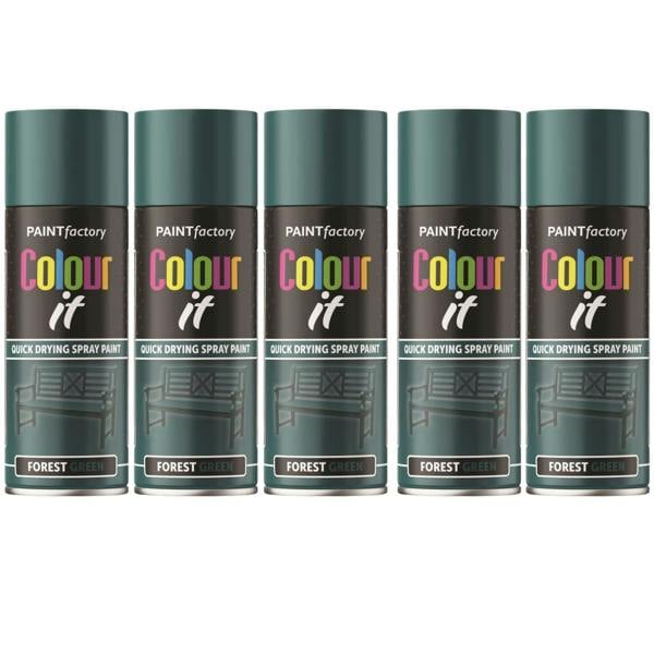 Paint Factory 5X  Forest Green Gloss Spray Paint 400ml