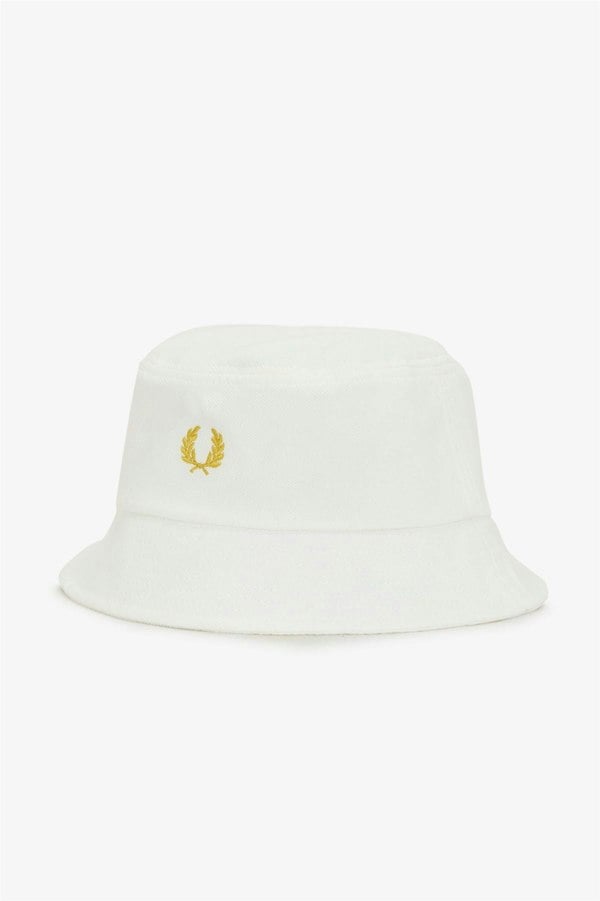 Fred Perry Pique Cotton White Bucket Hats