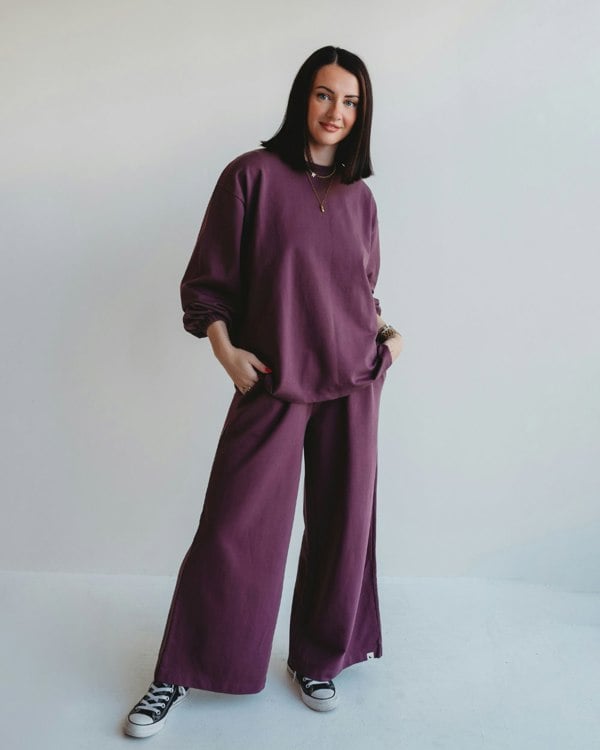 Organic coton Noor Purple Wide Leg Trousers- image 1