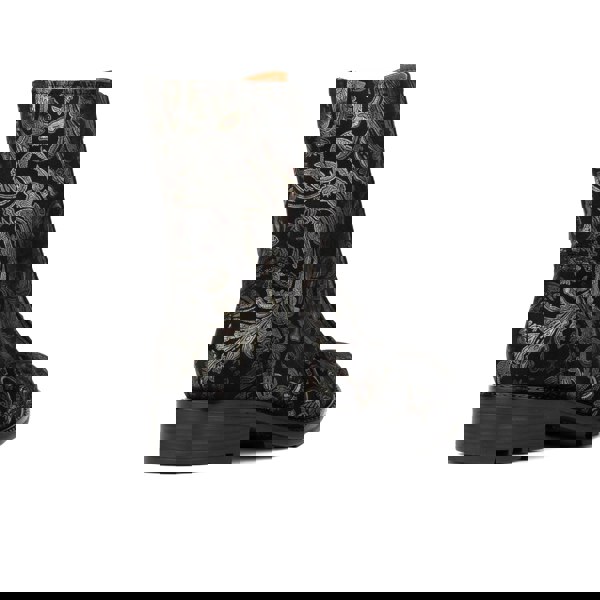 Embassy London Laviva High - Black & Gold & Burgundy - Women's wide fitted leather higher ankle boot wool lined