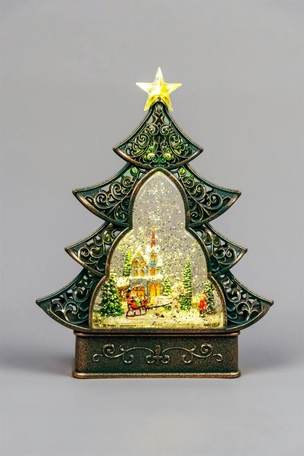 25cm Christmas Festive Nativity LED Lantern with Glitter Scene, Warm White Light and USB Power image 3