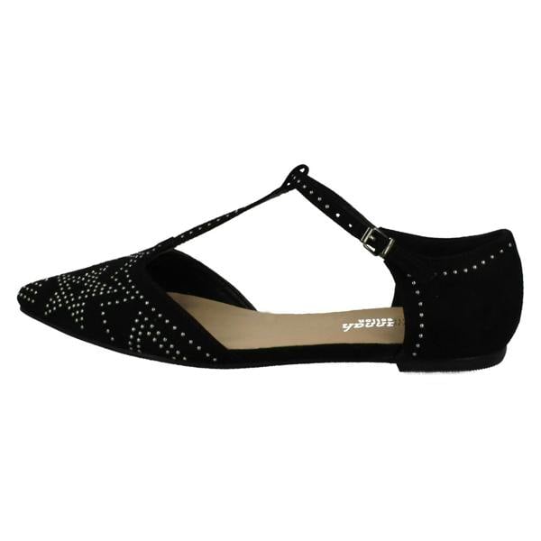 Savannah Ladies Savannah Flat T-Bar Buckle Strap Pointed Shoes