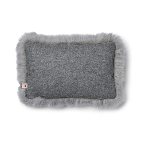 Natures Collection Long-Wool Sheepskin Cushion | 52x52 cm - Stone/Light Grey - 34x52 cm