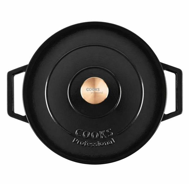 Cooks Professional 28cm Shallow Cast Iron Casserole | Black