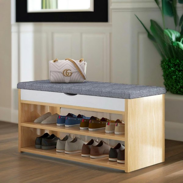 Rafaelo Mobilia 3 Tier Shoe Storage Bench With Seat & Storage