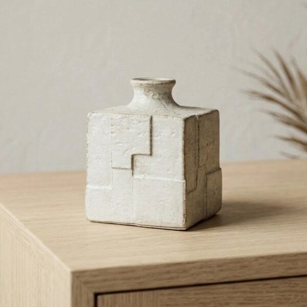 Garden Greatness Natural Geometric Cube Decorative Vase