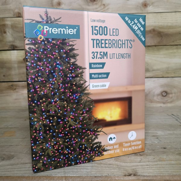Samuel Alexander 1500 LED 37.5m Indoor Outdoor Christmas Multi Function Mains Operated String Lights with Timer in Rainbow