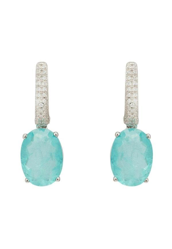 Alexandra Oval Drop Earrings Silver Paraiba Tourmaline - LATELITA Earrings