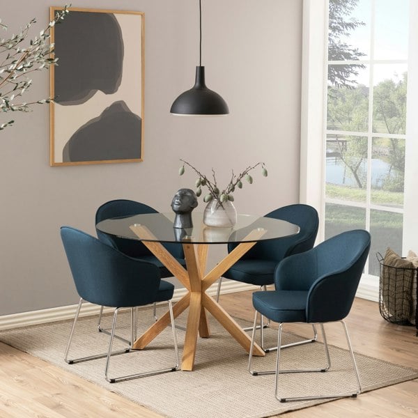 Furniture To Go Heaven Round Dining Table with Glass Top 119x75.5cm