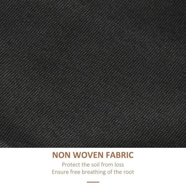 Dark grey non-woven fabric liner to protect soil and help prevent root loss