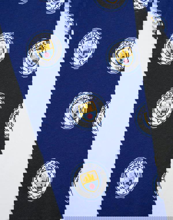 Manchester City Boys Multicoloured Logo Short Sleeve Long Leg Pyjama Set