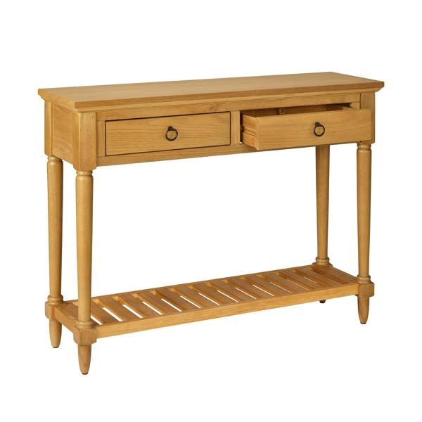 Statement Furniture Blenheim Oak Console Table. Slimline Wooden Hall Table with Storage