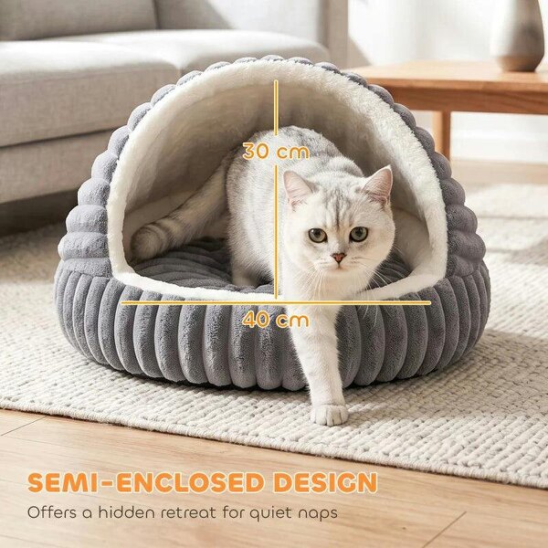 Cat Bed for Indoor Kittens, Cat Cave House with Non-Slip Bottom and Washable Cushion