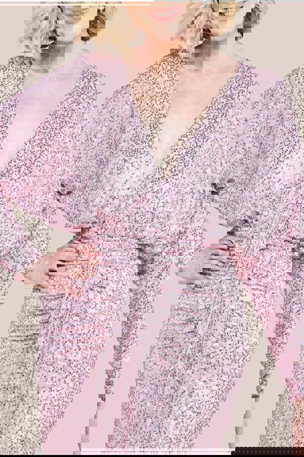 Plunge V-Neck Sequin Maxi Dress - Blush DR3833M