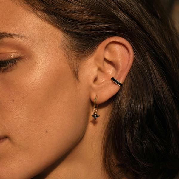 Gold Trip Black Baguette Ear Cuff