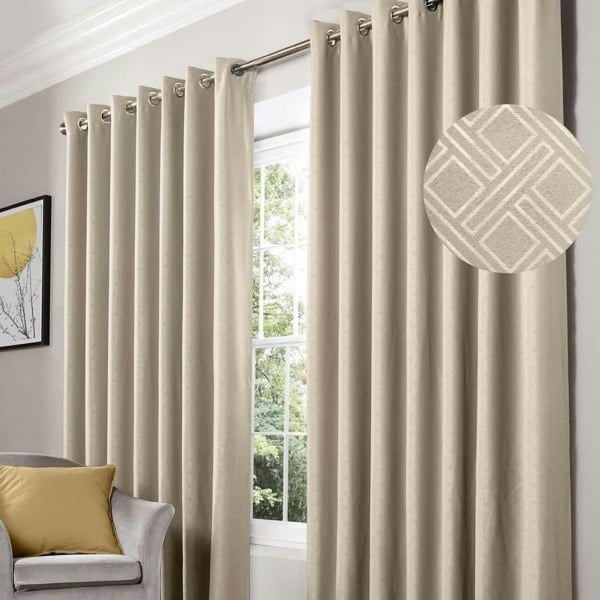 Alan Symonds Diamond Blackout Eyelet Curtains Thermal Lined Ready Made Curtains