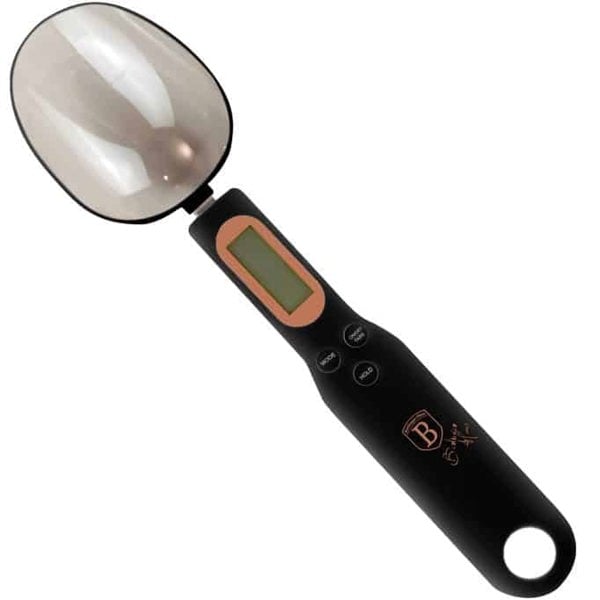 Digital spoon scale from the Black Rose Collection, showcasing its sleek design and functionality.
