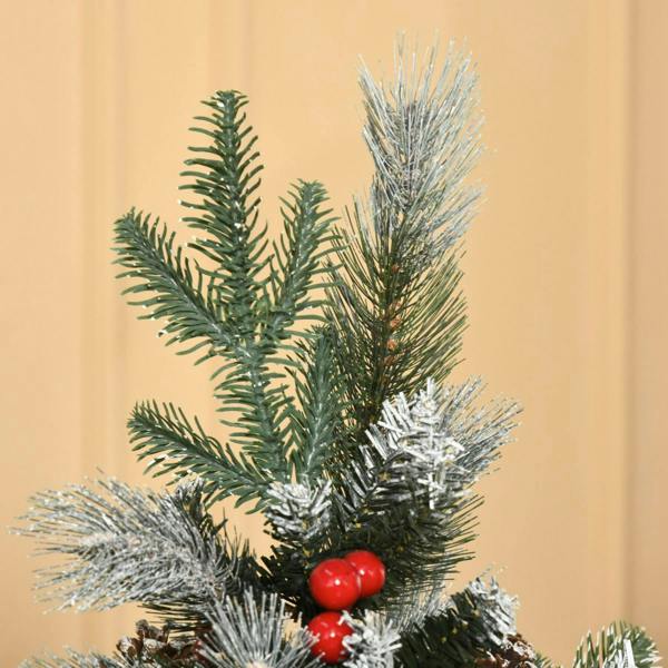 Dyzi 5FT Snow Dipped Artificial Christmas Tree with Berries and Pine Cones