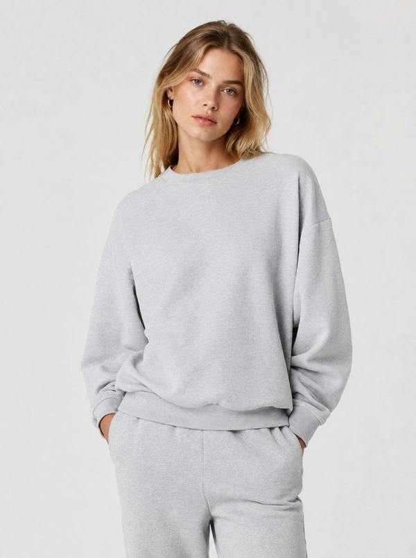 Anniou Oversized Crewneck Sweatshirt - Grey