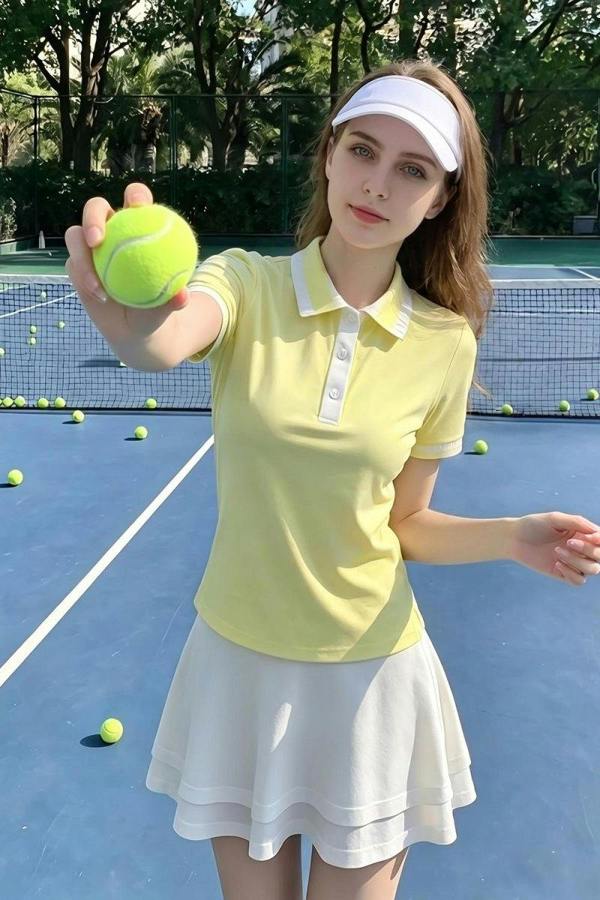 Anniou Women's Tennis Polo - Yellow