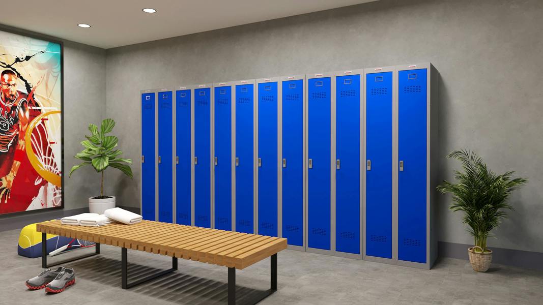 Phoenix Safe Phoenix PL Series PL1130GBE 1 Column 1 Door Personal Locker Grey Body/Blue Door with Electronic Lock