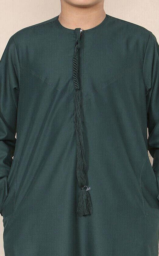 Infinity Leather Boy's Kids Thobe Emirati Jubba Islamic Clothing Kaftan Eid String Tassel